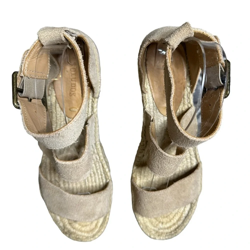 Soludos Platform Espadrille Wedge Sandals Suede Ankle Strap Size 7.5 Blush - Picture 7 of 15